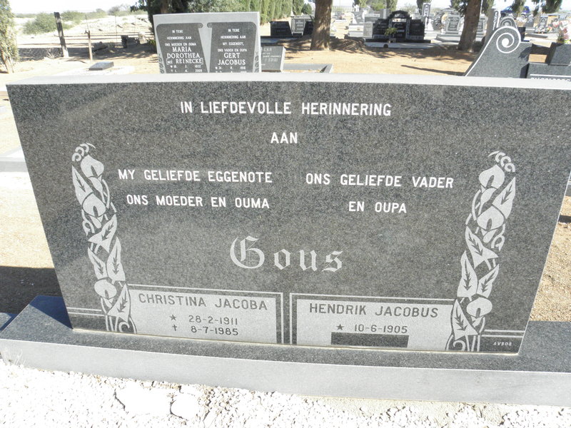 GOUS Hendrik Jacobus 1905- &amp; Christina Jacoba 1911-1985
