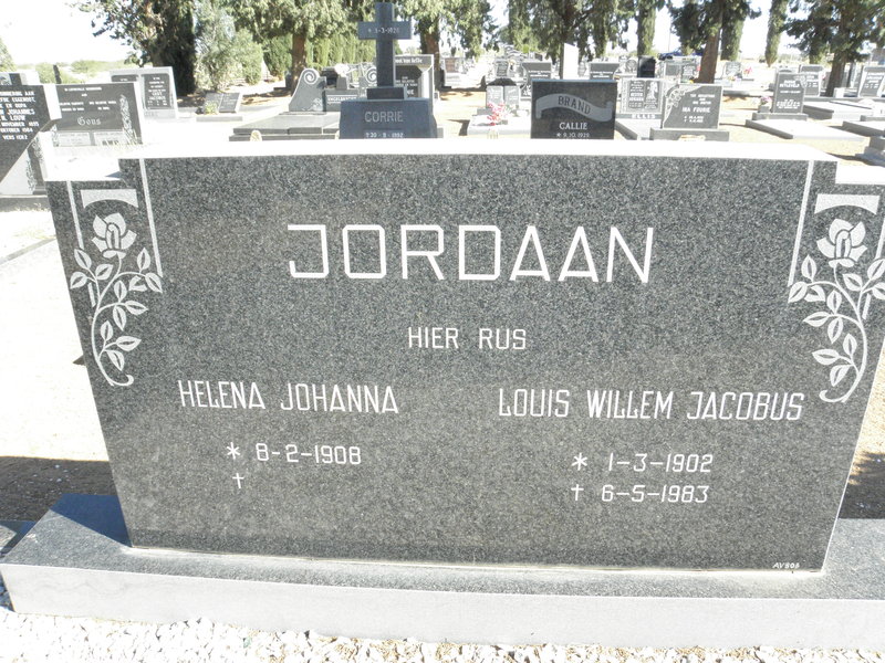 JORDAAN Louis Willem Jacobus 1902-1983 &amp; Helena Johanna 1908-
