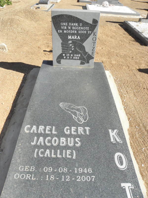 KOTZE Carel Gert Jacobus 1946-2007 &amp; Mara 1948-1983