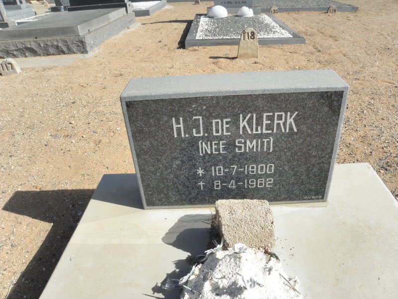 KLERK H.J., de nee SMIT 1900-1982