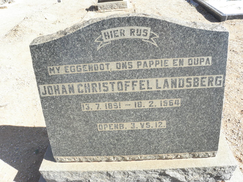 LANDSBERG Johan Christoffel 1891-1964