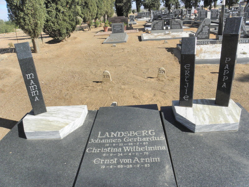 LANDSBERG Johannes Gerhardus 1922-1985 &amp; Christina Wilhelmina 1924-1978 :: LANDSBERG Ernst von Arnim 1968-1985