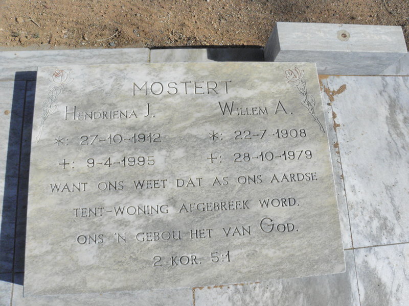 MOSTERT Willem A. 1908-1979 &amp; Hendriena J. 1912-1995