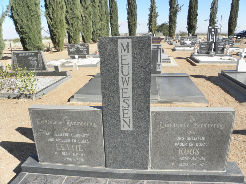 MEUWESEN Koos 1929-2003 &amp; Lettie 1930-1996