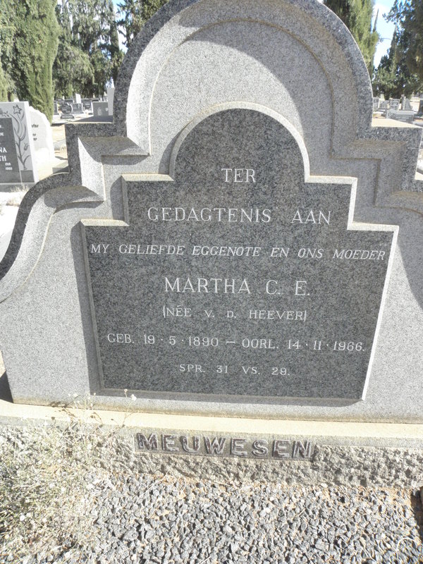 MEUWESEN Willem Pieter 1884-1976 &amp; Martha C.E. V.D. HEEVER 1890-1966