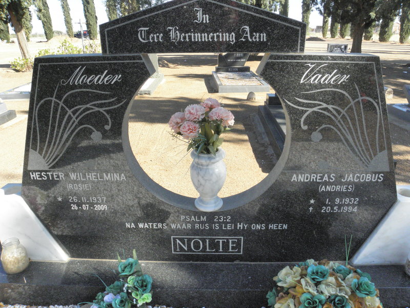 NOLTE Andreas Jacobus 1932-1994 &amp; Hester Wilhelmina 1937-2009