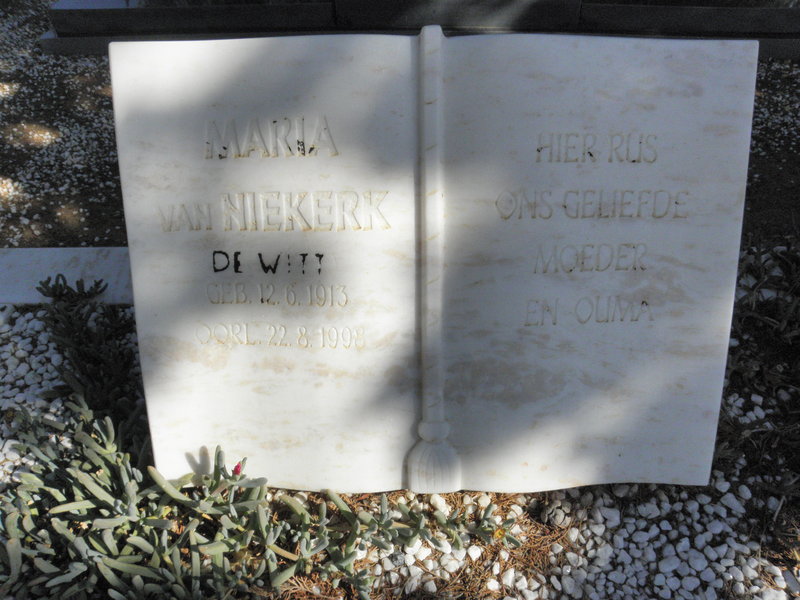 NIEKERK Maria, van nee DE WITT 1913-1998