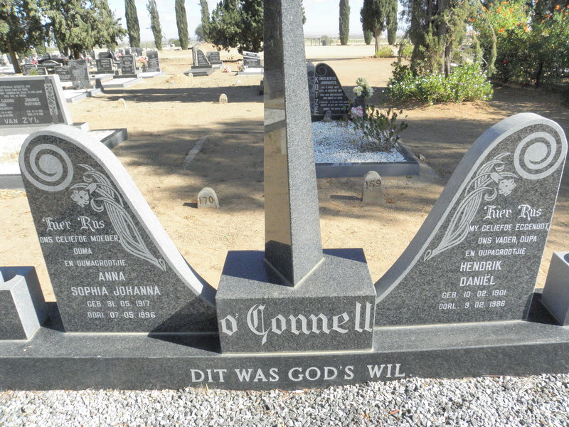 O'CONNELL Hendrik Daniël 1901-1986 &amp; Anna Sophia Johanna 1917-1996