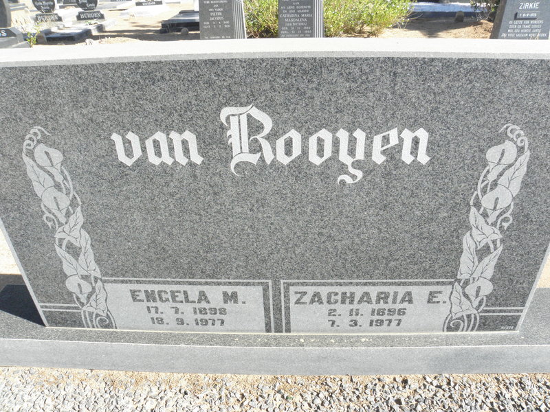 ROOYEN Zacharia E., van 1896-1977 &amp; Engela M. 1898-1977