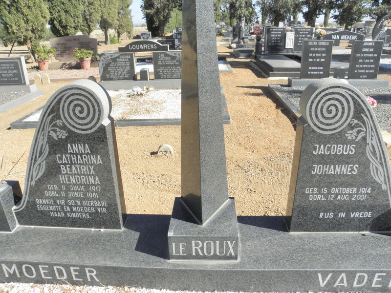 ROUX Jacobus Johannes, le 1914-2001 &amp; Anna Cartharina Beatrix Hendrina 1917-1981