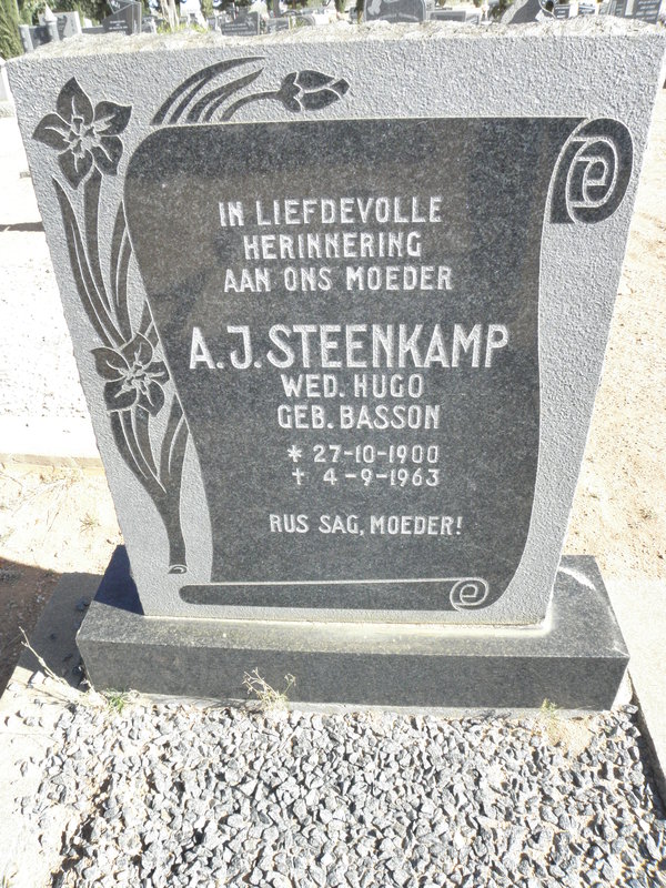 STEENKAMP A.J. voorheen HUGO nee BASSON 1900-1963
