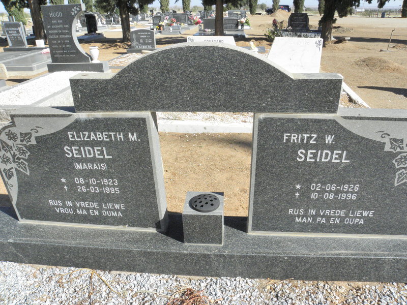 SEIDEL Fritz W. 1926-1996 &amp; Elizabeth M. MARAIS 1923-1995