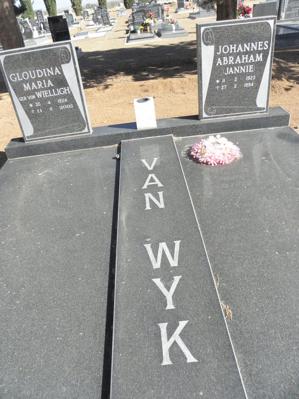 WYK Johannes Abraham, van 1923-1994 &amp; Gloudina Maria VON WIELLIGH 1924-2005