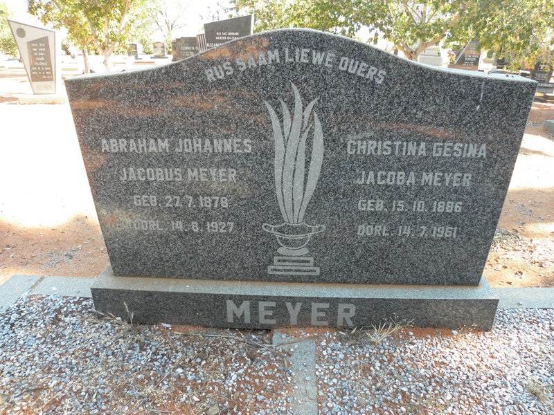 MEYER Abraham Johannes Jacobus 1878-1927 &amp; Christina Gesina Jacoba 1886-1961