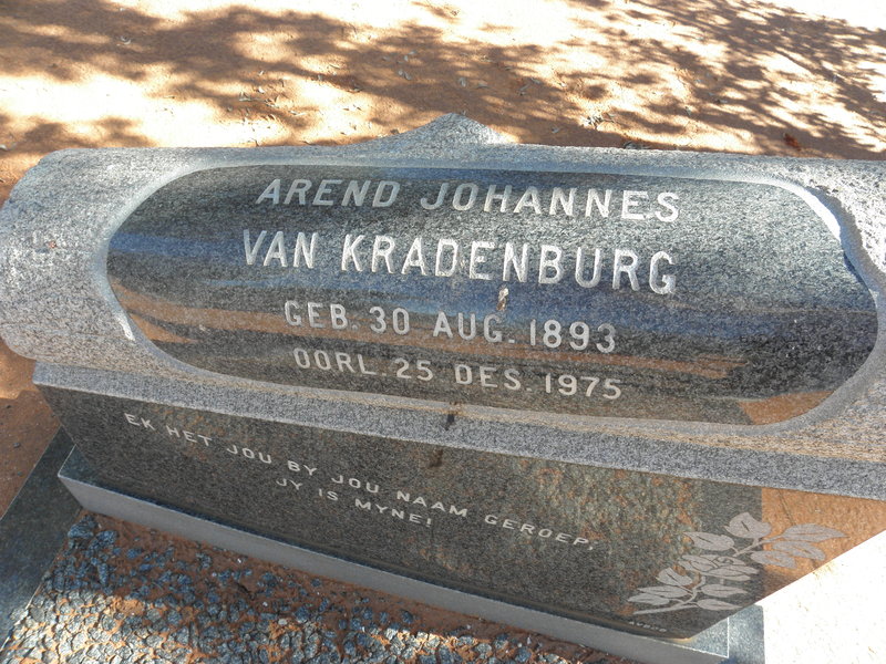 KRADENBURG Arend Johannes, van 1893-1975
