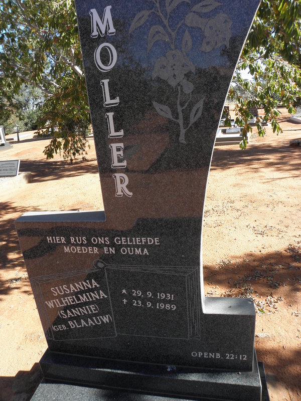 MOLLER Susanna Wilhelmina nee BLAAUW 1931-1989