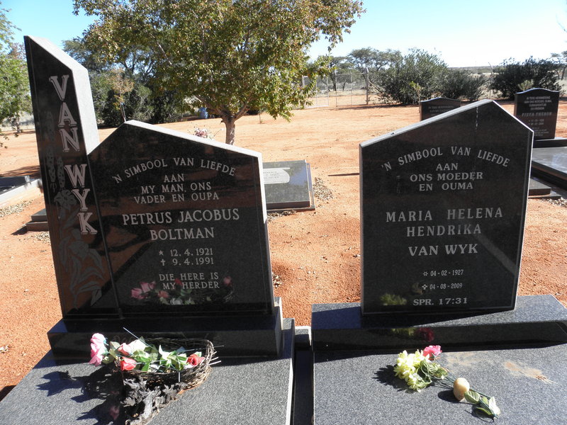 WYK Petrus Jacobus Boltman, van 1921-1991 &amp; Maria Helena Hendrika 1927-2009