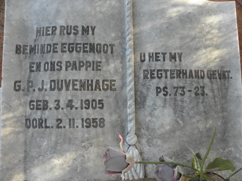DUVENHAGE G.P.J. 1905-1958