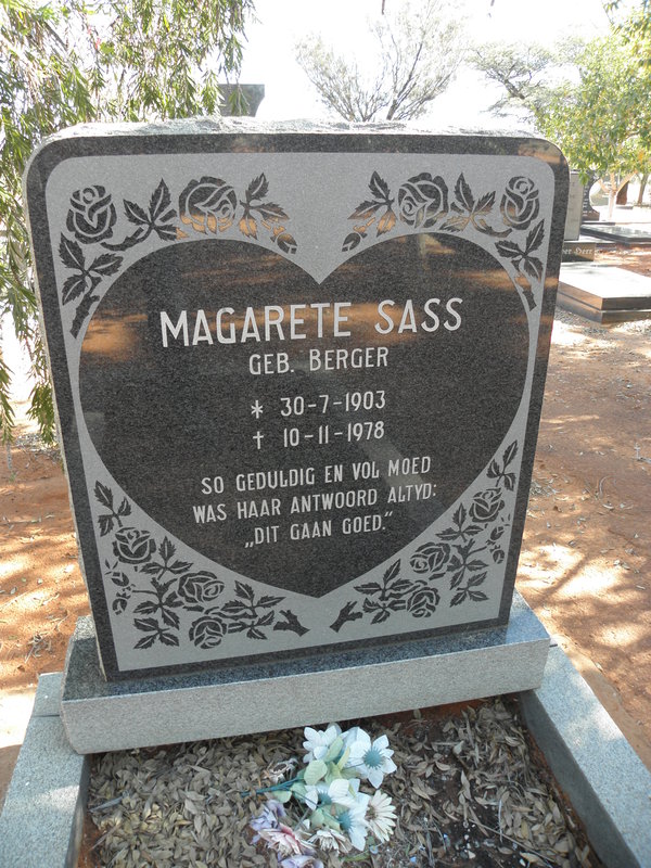 SASS Magarete nee BERGER 1903-1978