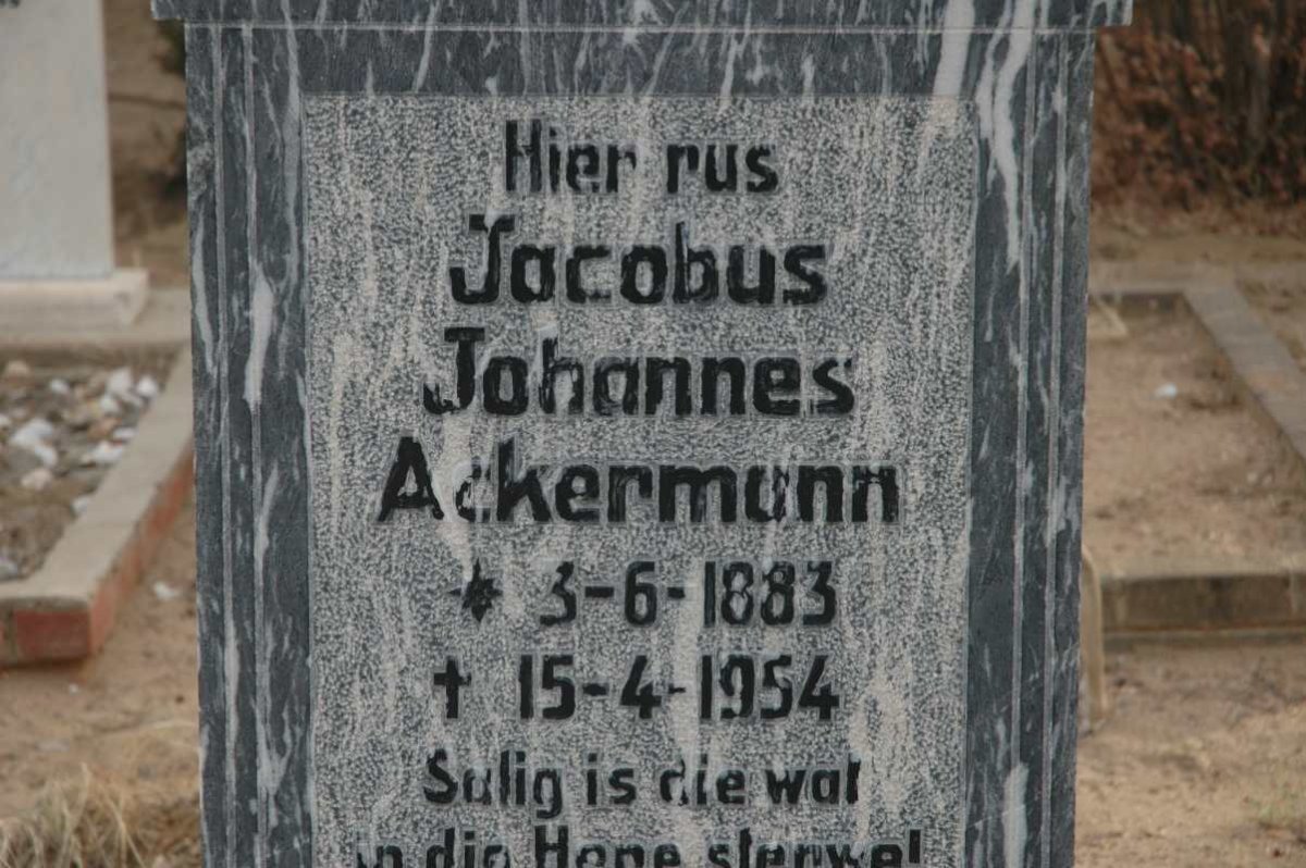 ACKERMANN Jacobus Johannes 1883-1954
