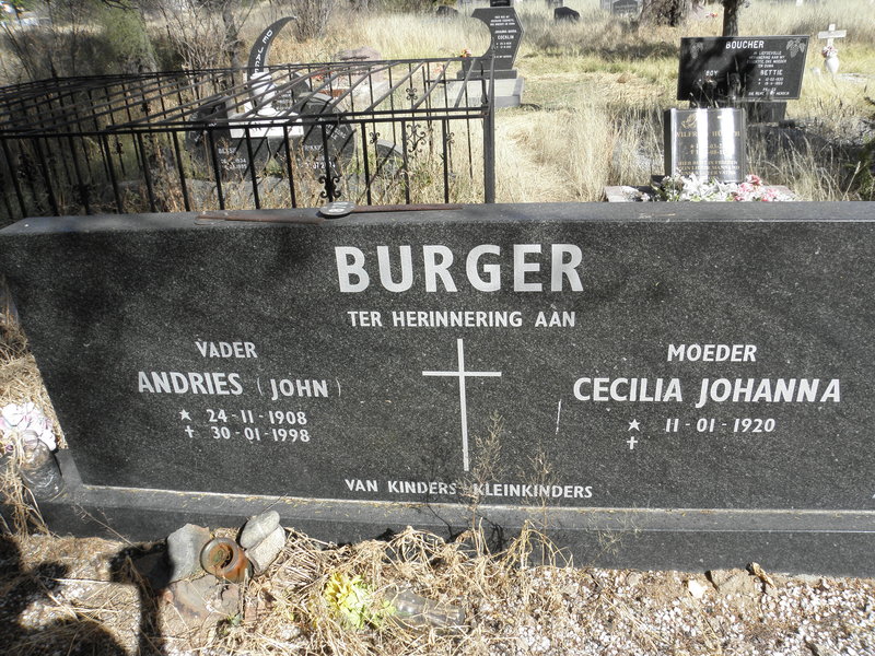 BURGER Andries 1908-1998 &amp; Cecilia Johanna 1920-