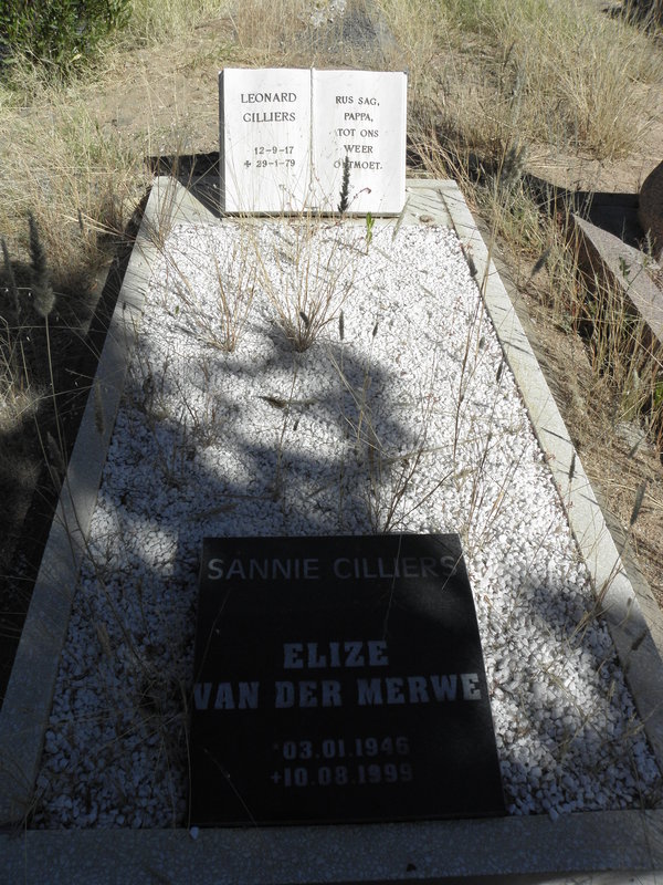 CILLIERS Leonard 1917-1979 &amp; Sannie ? ?-? :: VAN DER MERWE Elize 1946-1999