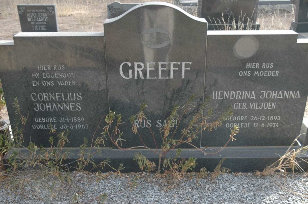 GREEFF Cornelius Johannes 1889-1967 &amp; Hendrina Johanna VILJOEN 1893-1974