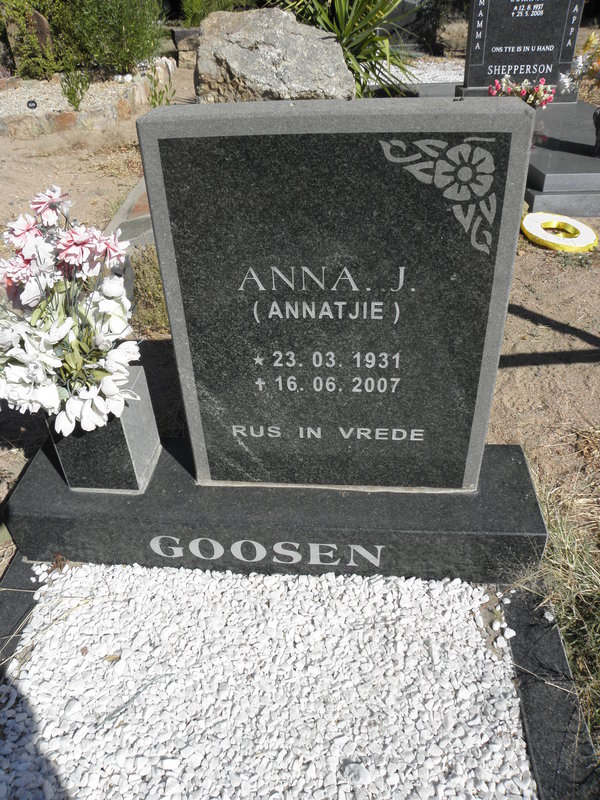 GOOSEN Anna J. 1931-2007