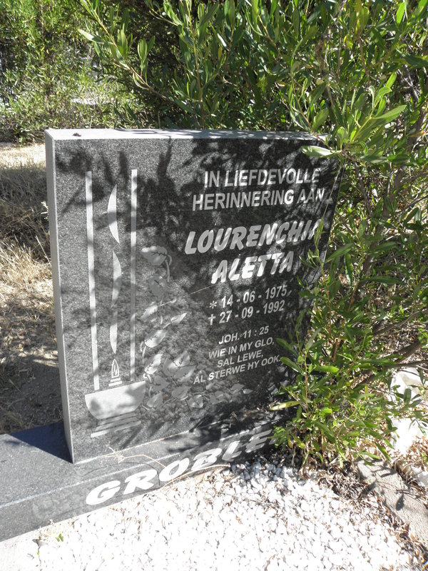 GROBLER Lourenchia Aletta 1975-1992