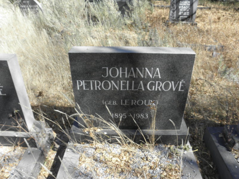 GROVE Adrian 1887-1969 &amp; Johanna Petronella LE ROUX 1895-1983 :: GROVE Gerhardus Le Roux 1935-1996