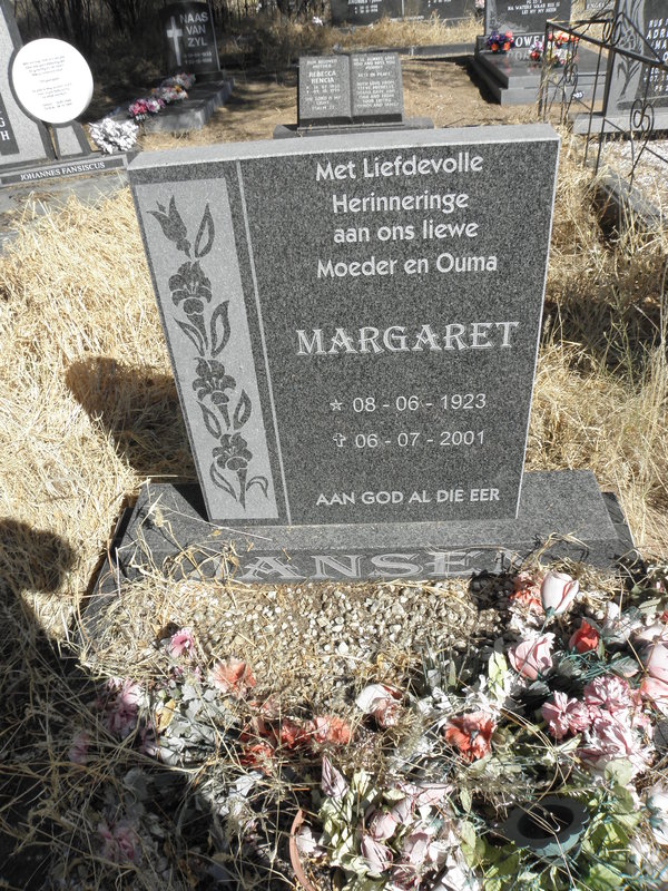 JANSEN Margaret 1923-2001