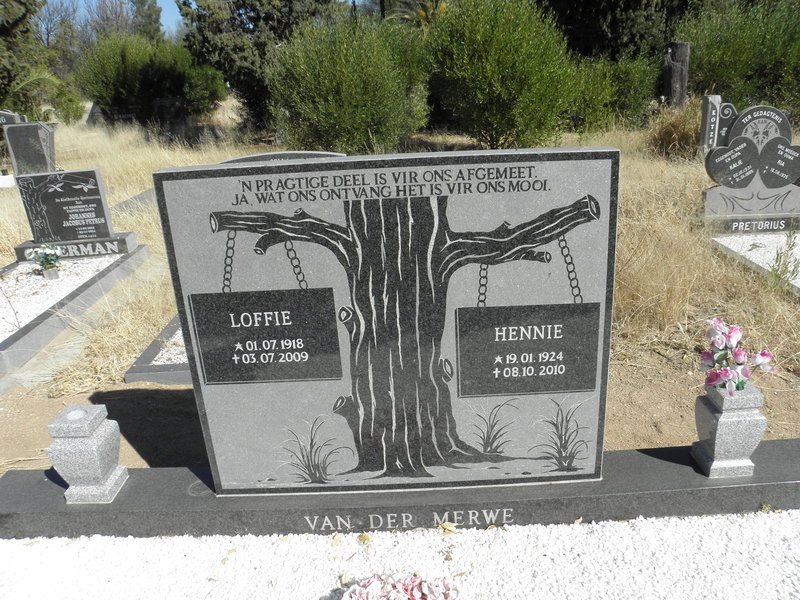 MERWE Hennie, van der 1924-2010 &amp; Loffie 1918-2009
