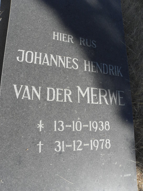MERWE Johannes Hendrik, van der 1938-1978