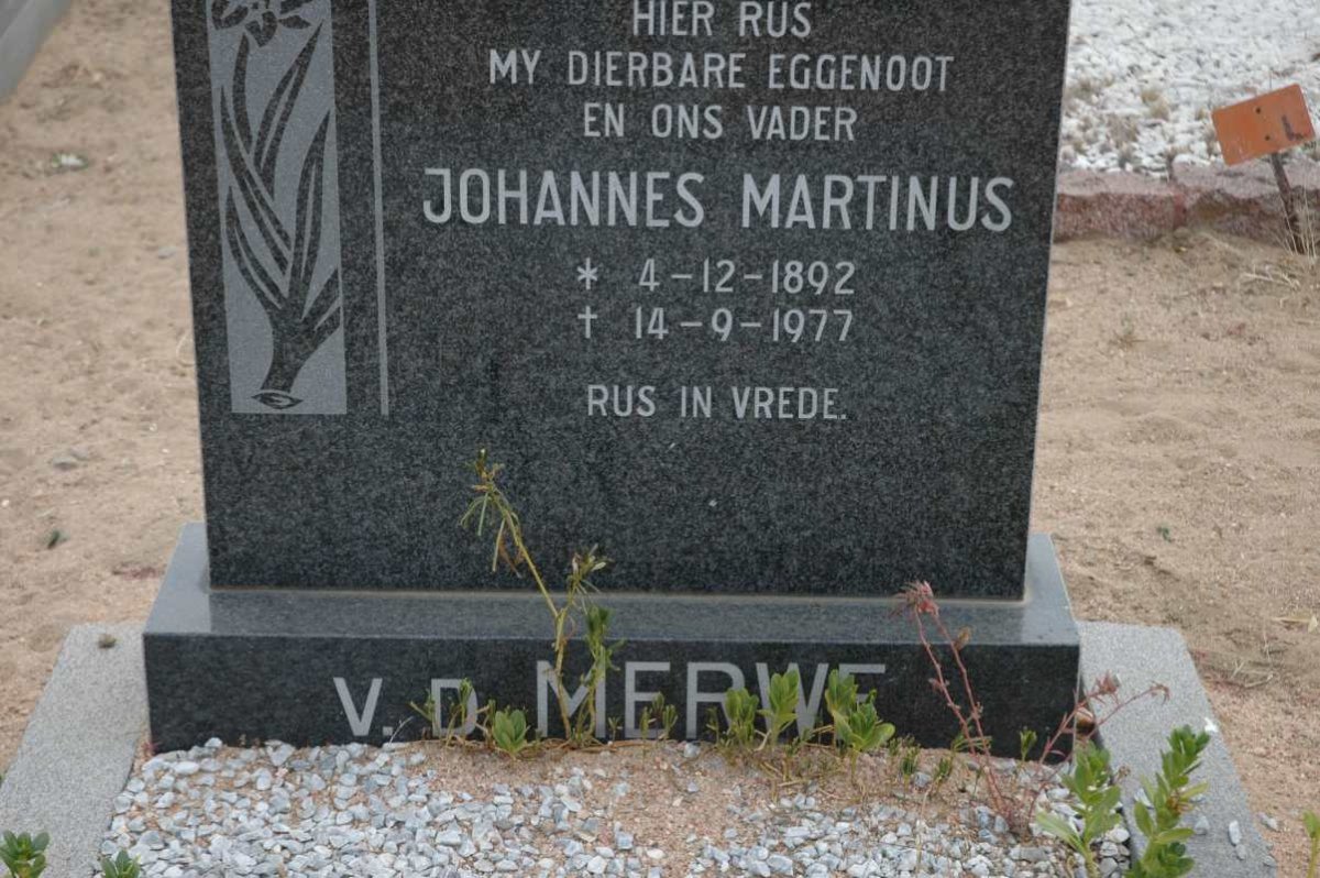 MERWE Johannes Martinus, v.d. 1892-1977