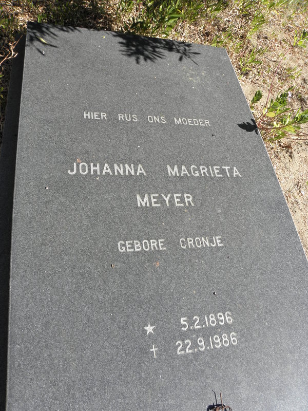 MEYER Johanna Magrieta nee CRONJE 1896-1986