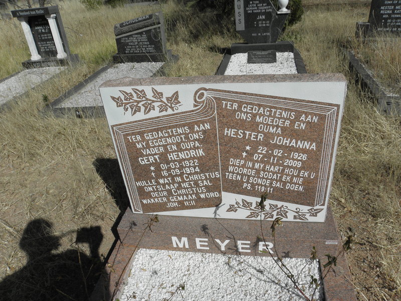 MEYER Gert Hendrik 1922-1994 &amp; Hester Johanna 1926-2009