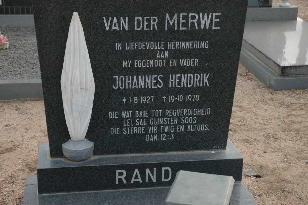 MERWE Johannes Hendrik, van der 1927-1978