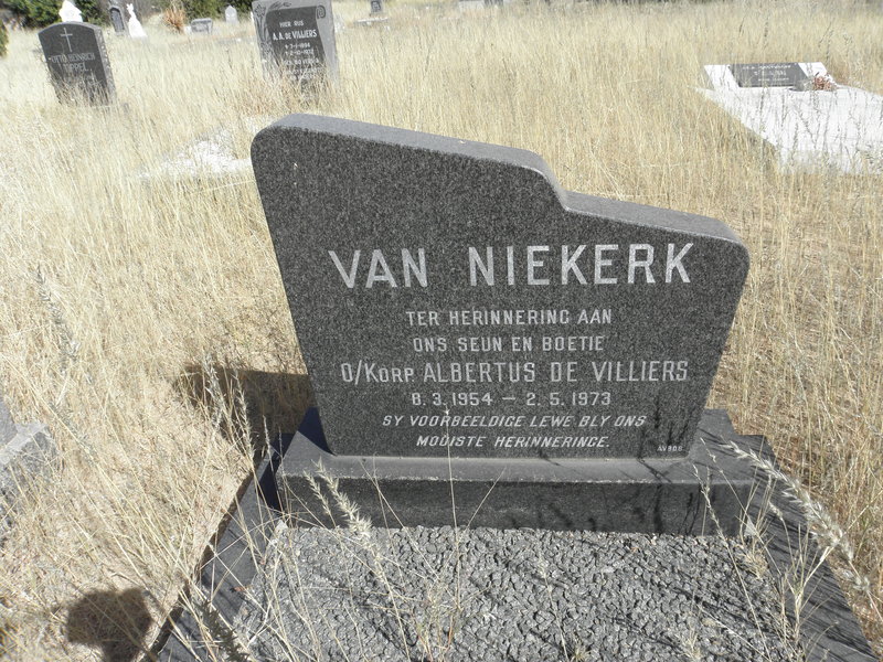 NIEKERK Albertus De Villiers, van 1954-1973