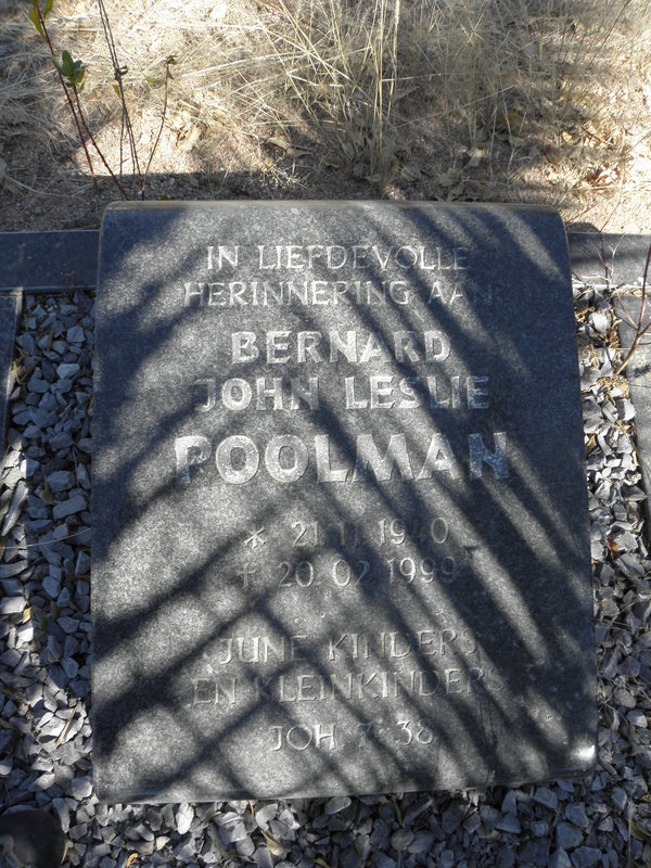 POOLMAN Bernard John Leslie 1940-1999