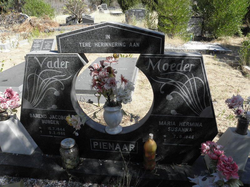 PIENAAR Barend Jacobus Burger 1944-1988 &amp; Maria Hermina Susanna 1946-