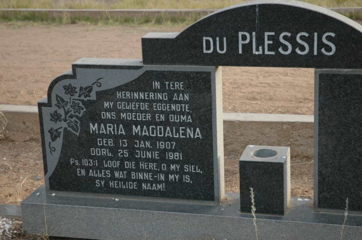 PLESSIS Maria Magdalena, du 1907-1981