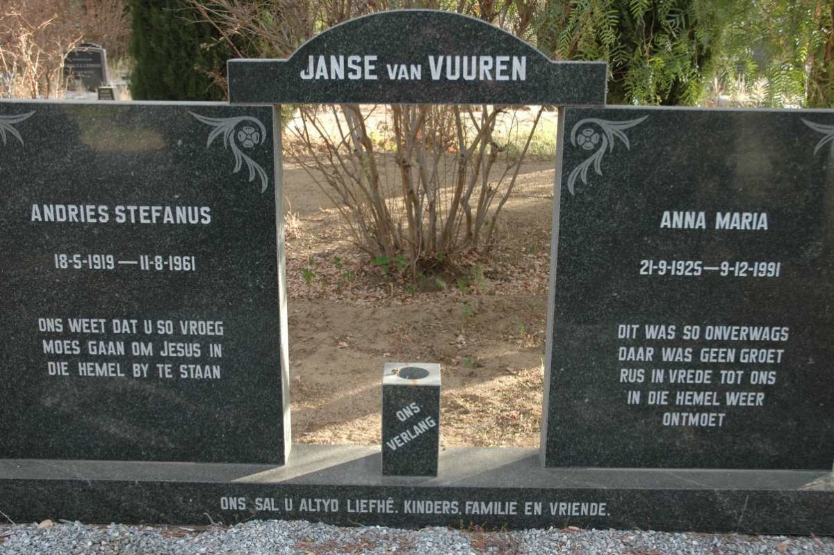 VUUREN Andries Stefanus, Janse van 1919-1961 &amp; Anna Maria 1925-1991