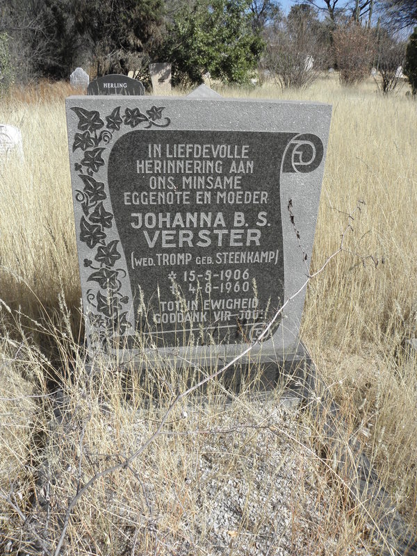 VERSTER Johanna B.S. formerly TROMP nee STEENKAMP 1906-1960