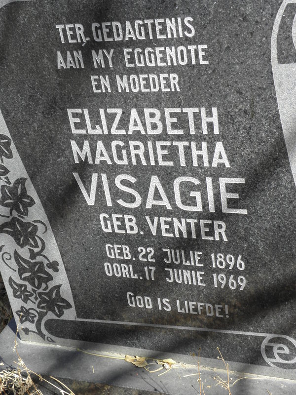 VISAGIE Elizabeth Magrietha nee VENTER 1896-1969