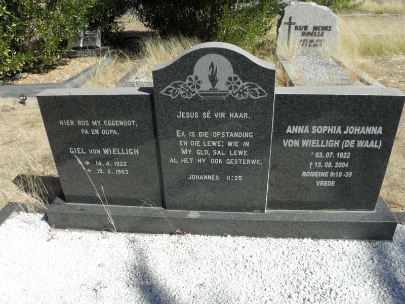 WIELLIGH Giel, von 1922-1983 &amp; Anna Sophia Johanna DE WAAL 1922-2004