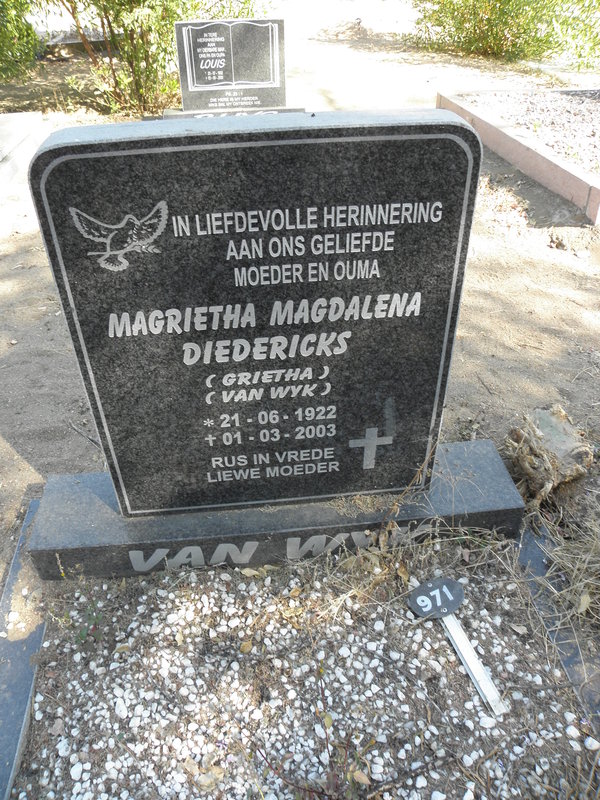 WYK Magrietha Magdalena Diedericks, van 1922-2003