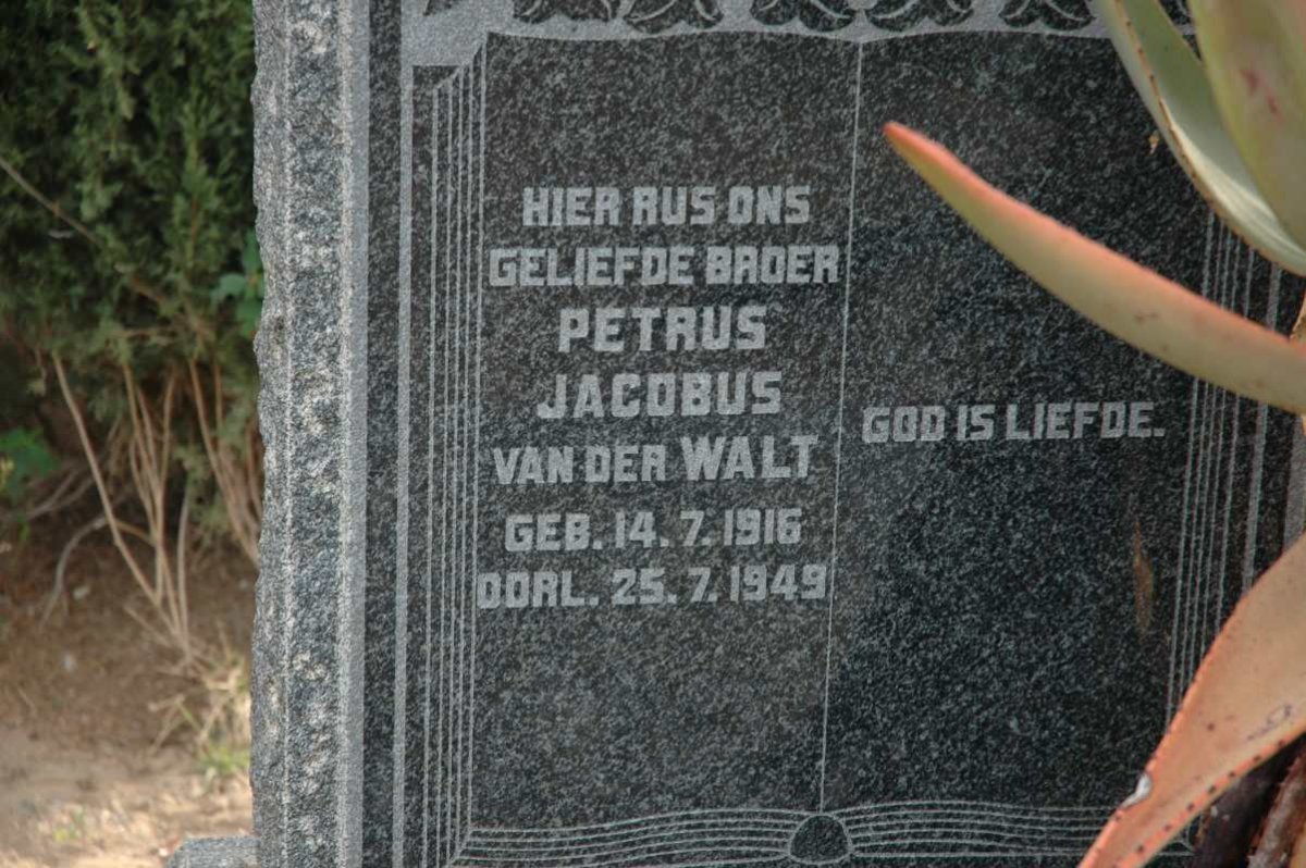 WALT Petrus Jacobus, van der 1916-1949
