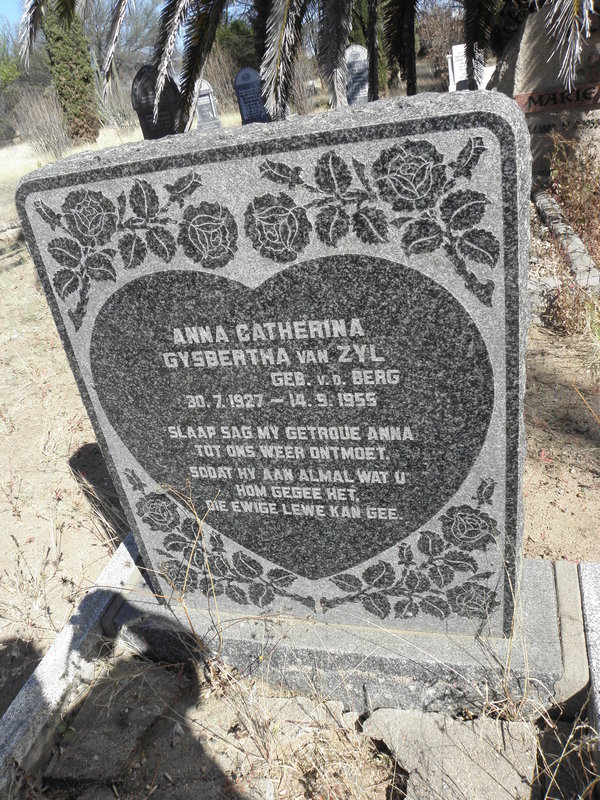 ZYL Anna Catharina Gysbertha, van nee V.D. BERG 1927-1955