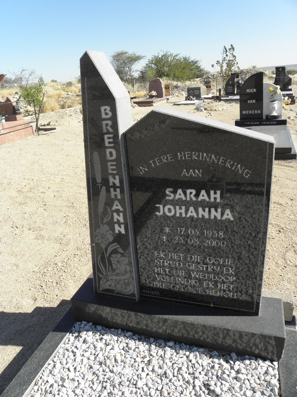 BREDENHANN Sarah Johanna 1938-2000