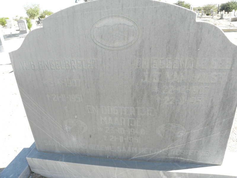 ENGELBRECHT W.B. 1907-1951 &amp; J.J. VAN HULST 1907-1951 :: ENGELBRECHT Maartje 194?-1951